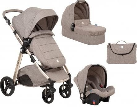 Πολυκαρότσι Kikka Boo Ugo Melange 2020 3 σε 1 με Ποδόσακό & Τσάντα Αλλαξιέρα Μπεζ για Νεογέννητα