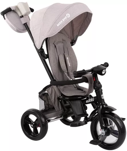 Παιδικό Τρίκυκλο Ποδήλατο Kikka Boo Nikki Πτυσσόμενο, Μετατρεπόμενο με Χειρολαβή Γονέα & Σκίαστρο για 12+ Μηνών Γκρι