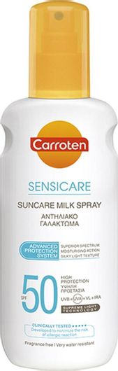 Αντηλιακή Λοσιόν Σώματος Carroten Sensicare Αδιάβροχη SPF50 σε Spray 200ml