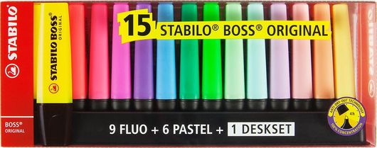 Stabilo Boss Deskset Μαρκαδόροι Υπογράμμισης 5mm Πολύχρωμοι 15τμχ