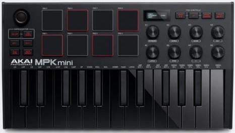 Midi Keyboard Akai MPK Mini MK3 με 25 Πλήκτρα All Black Μαύρο