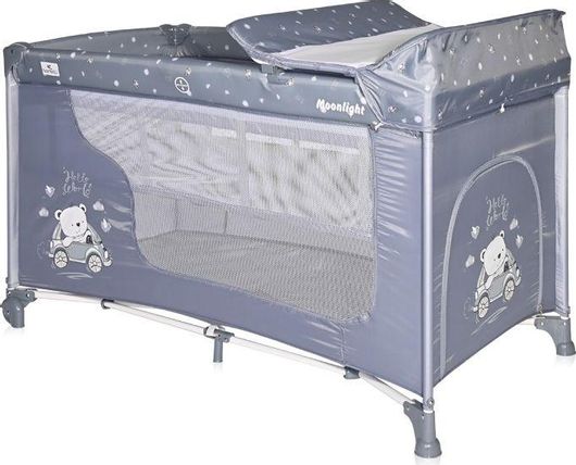 Παρκοκρέβατο Lorelli Moonlight 2 Επιπέδων με Αλλαξιέρα Silver Blue Car 126x70cm Μπλε