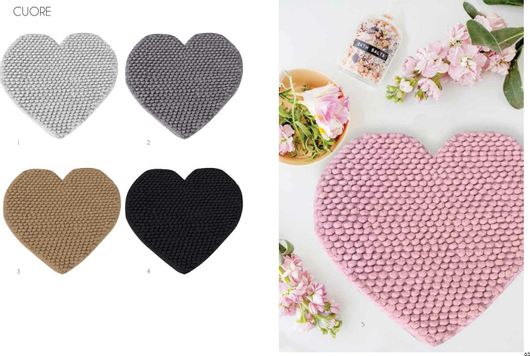 Πατάκι Μπάνιου Makis Tselios Home Αντιολισθητικό Cuore 65x65cm Γκρι