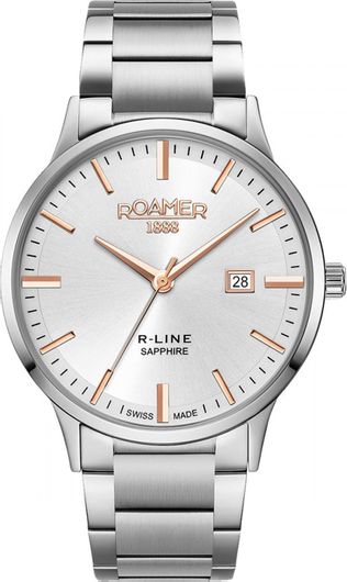 Ανδρικό Ρολόι Roamer R-Line  Μπαταρίας με Μεταλλικό Μπρασελέ 718833-41-15-70 Ασημί