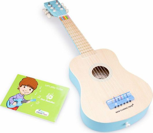 Ξύλινη Κιθάρα New Classic Toys De Luxe Natural Μπλε