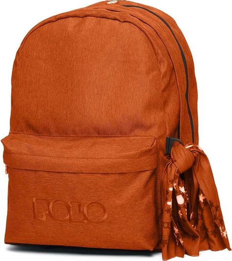 Σχολική Τσάντα Πλάτης Polo 9-01-235-14 2020 Γυμνασίου/Λυκείου 32x23x40cm Πορτοκαλί