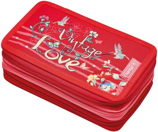 Herlitz 50038763 Tricase Vintage Love Κασετίνα με 2 Θήκες Κόκκινο