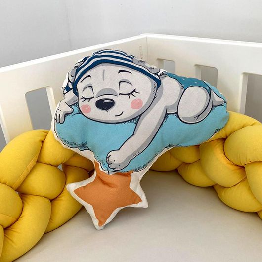 Διακοσμητικό Μαξιλάρι Κούνιας Αρκουδάκι 43x44cm Γαλάζιο