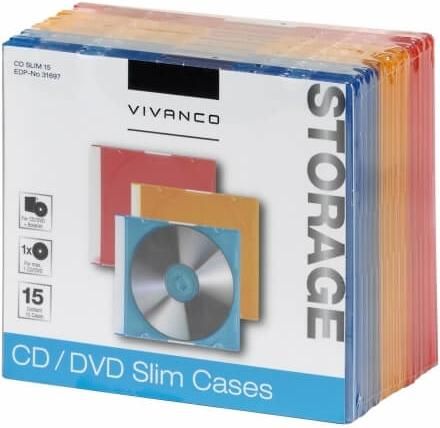 Θηκες Cd/Dvd Vivanco Slim Case 10τμχ Μπλε Πορτοκαλί και Κόκκινο