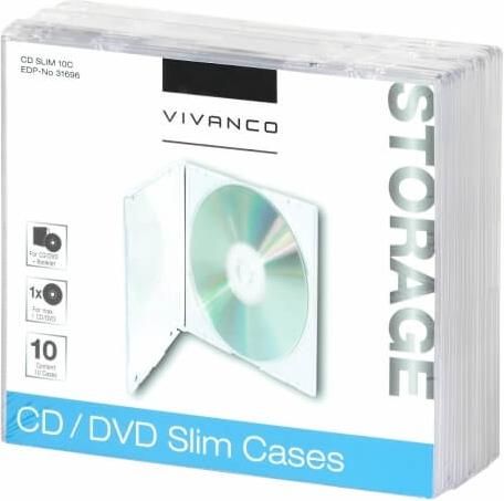 Θηκες Cd/Dvd Vivanco Slim Case 10τμχ Διάφανες