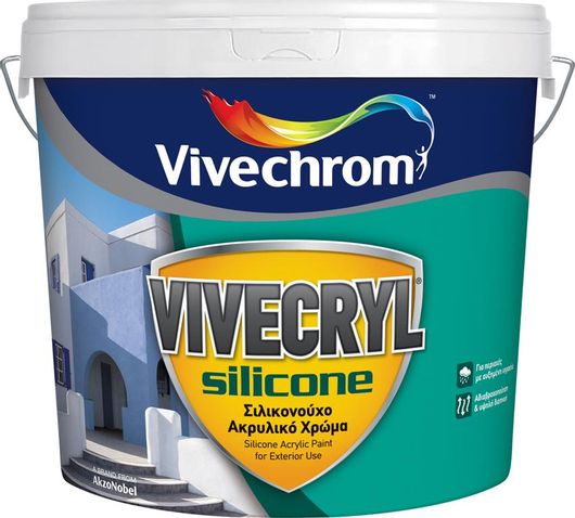 Πλαστικό Χρώμα Vivechrom Vivecryl Silicone Eco Ακρυλικό Οικολογικό για Εξωτερική Χρήση 3lt