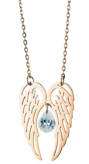 Γυναικείο Κολιέ AK-ART07142R1 από Ατσάλι με Πέτρες Ροζ