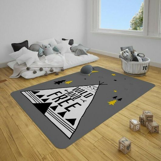 Παιδικό Χαλί Babyroom με Απαλή Υφή Wild And Free 100x150cm Γκρι