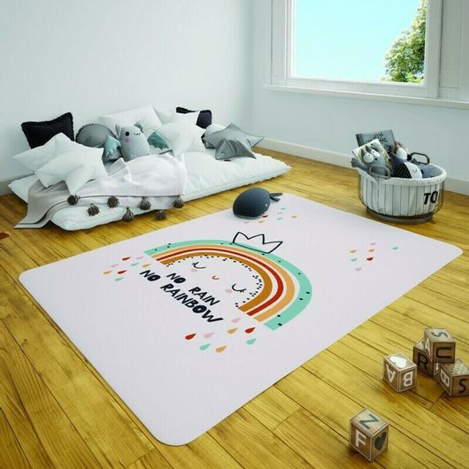 Παιδικό Χαλί Babyroom με Απαλή Υφή Ουράνιο Τόξο 100x150cm Λευκό