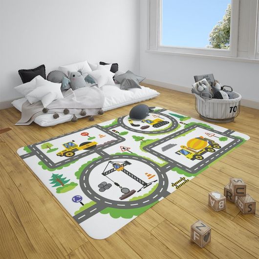 Παιδικό Χαλί Babyroom με Απαλή Υφή Construction 100x160cm Πολύχρωμο