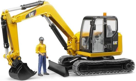 Εκσκαφέας Cat Mini Bruder Με Ερπηστριες Και Εργάτη 