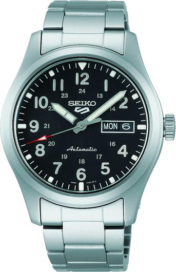 Ανδρικό Ρολόι Seiko Seiko 5 Sports Χρονογράφος με Μεταλλικό Μπρασελέ SRPG27K1F Ασημί