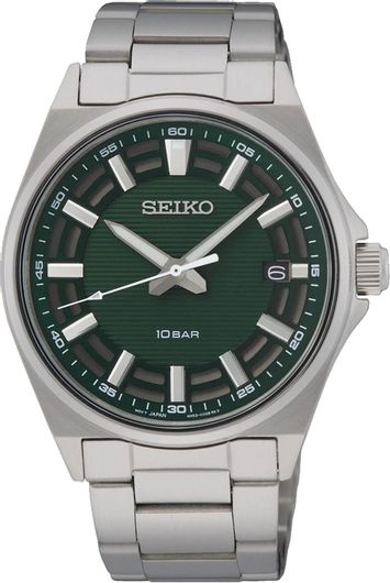 Ανδρικό Ρολόι Seiko Racing Sports με Μεταλλικό Μπρασελέ SUR503P1 Ασημί
