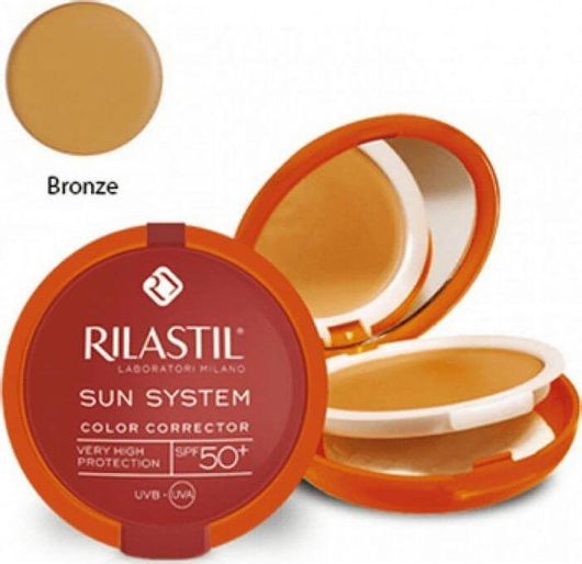 Αντηλιακή Πούδρα Προσώπου Rilastil Sun System Uniforming Compact SPF50 με Χρώμα 03 Bronze 10gr