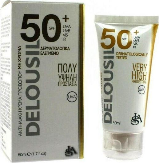 Αντιηλιακή Κρέμα Προσώπου Delousil Face Sunscreen με Χρώμα SPF50 50ml