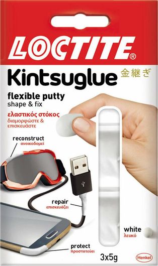 Στόκος Γενικής Χρήσης Loctite Kintsuglue 3x5gr Ελαστομερής 3x5gr Λευκός 5gr