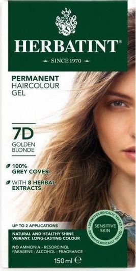 Μόνιμη Βαφή Μαλλιών Herbatint Gel 7D 150ml Ξανθό Χρυσαφί