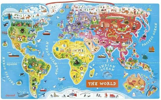 Janod Μαγνητικό Παιχνίδι Κατασκευών Παγκόσμιος Χάρτης για Παιδιά 7+ Ετών