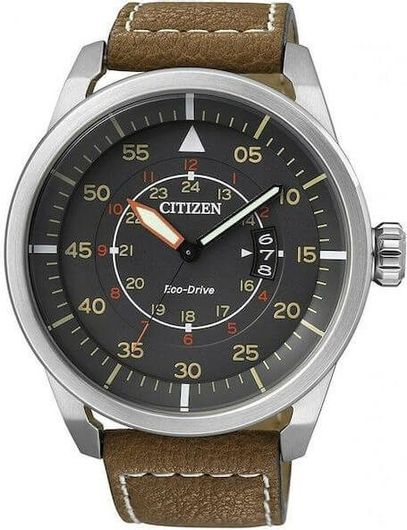 Ανδρικό Ρολόι Citizen Eco-Drive AW1360-12H Δέρμα Καφέ
