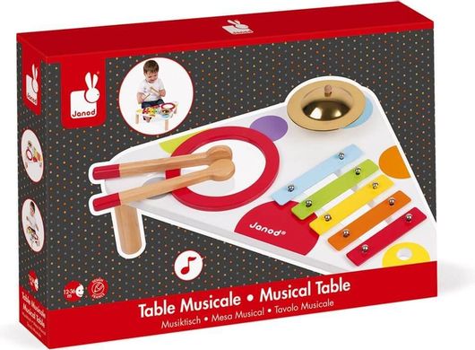 Ξύλινο Κρουστό Janod Musical Table Confetti για 12+ Μηνών