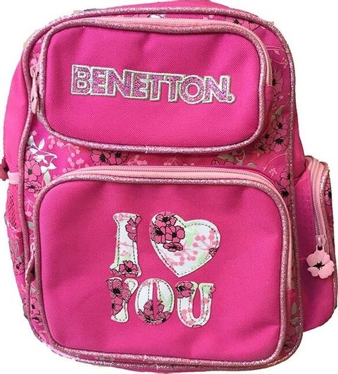 Σχολική Τσάντα Νηπίου Benetton I Love You Φούξια