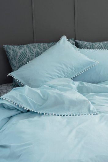 Σετ Μαξιλαροθήκες Palamaiki Pon-Pon 50x70cm Γαλάζιο