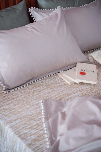 Σετ Μαξιλαροθήκες Palamaiki Pon-Pon 50x70cm Λιλά