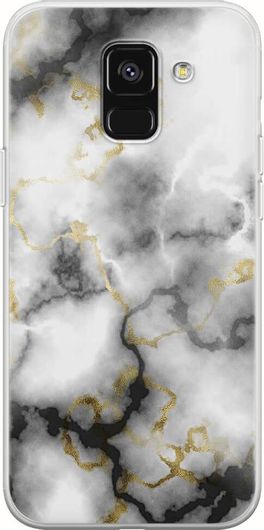 Θήκη Κινητού Back Cover για Samsung Galaxy A8 2018 - Flexible TPU - Agate Stone - Black And White