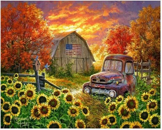 Ζωγραφική με Αριθμούς Τελάρο 40x50cm Sunflowers In Front Of The Bam