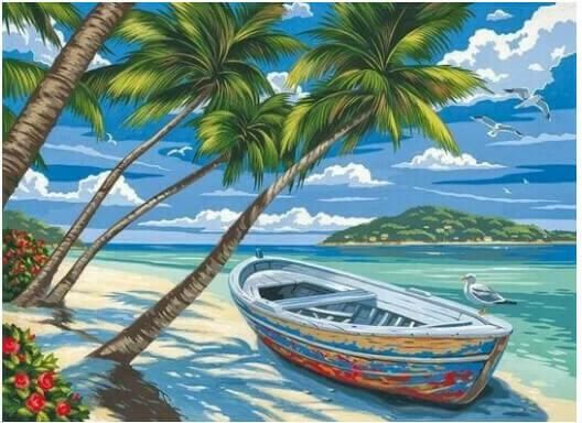 Ζωγραφική με Αριθμούς Τελάρο 40x50cm Boat Under The Coconut Trees