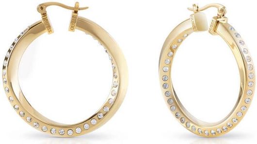 Γυναικεία Σκουλαρίκια Guess Κρίκοι από Ανοξείδωτο Ατσάλι με Ζιργκόν JUBE01486JWYGT-U