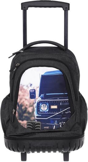 Σχολική Τσάντα Δημοτικού Lyc Sac One Rock N' Roll Τρόλεϊ Μ35 x Π24 x Υ44cm Μαύρο