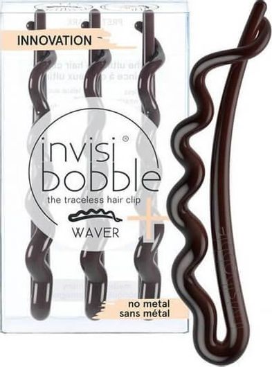 Τσιμπιδάκια Μαλλιών Invisibobble Διακοσμητικά Waver+ Pretty Dark 3τμχ Καφέ