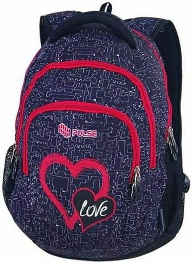Τσάντα Πλάτης Δημοτικού Pulse Teens Red Heart σε Μοβ Χρώμα