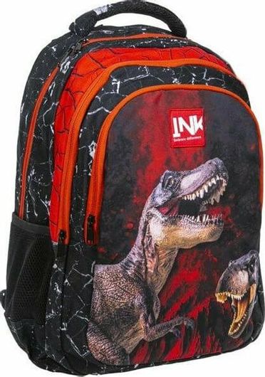 Τσάντα Πλάτης Γυμνασίου Λυκείου Ink Dino σε Κόκκινο Χρώμα