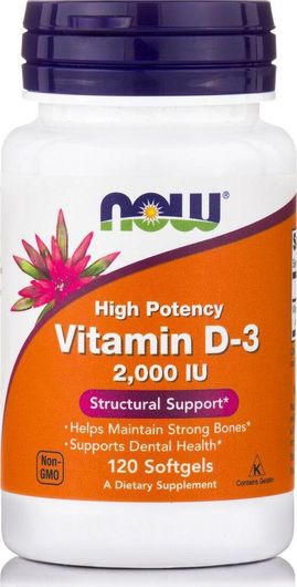 Now Foods Vitamin D-3 Βιταμίνη για Ανοσοποιητικό 2000iu 120 Μαλακές Κάψουλες