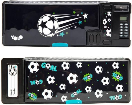 Σχολική Κασετίνα Yolo Retro Football με 1 Θήκη Μαύρο 
