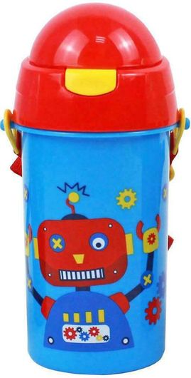 Παγούρι Must Πλαστικό με Καλαμάκι 584541 Robot   500ml Πολύχρωμο