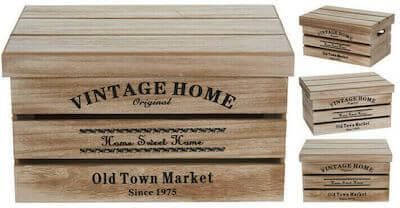 Κουτιά Ξύλινα Διακοσμητικά 3τμχ