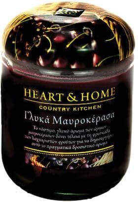 Αρωματικό Κερί Σόγιας Heart & Home Γλυκά Μαυροκέρασα σε Βάζο 340gr Μοβ