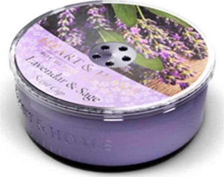Αρωματικό Κερί Σόγιας Heart & Home Λεβάντα & Φασκόμηλο σε Βάζο 38gr Μοβ