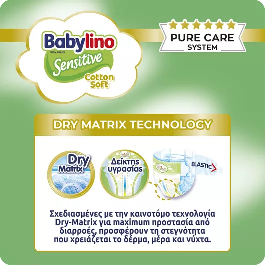 Πάνες με Αυτοκόλλητο Babylino Sensitive Cotton Soft Monthly Pack No. 3 για 4-9kg Σετ 224τμχ