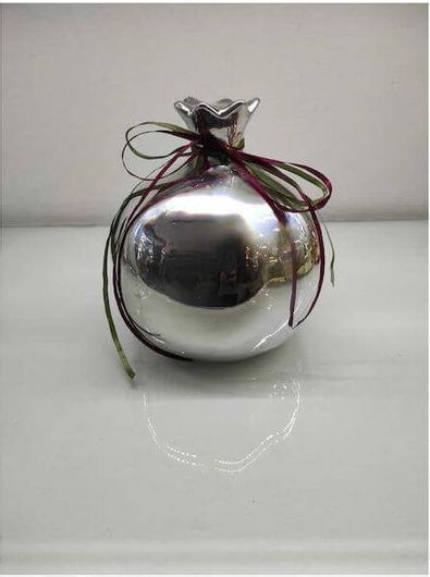 Ρόδι Iliadis Κεραμικό 14x14x16cm Ασημί