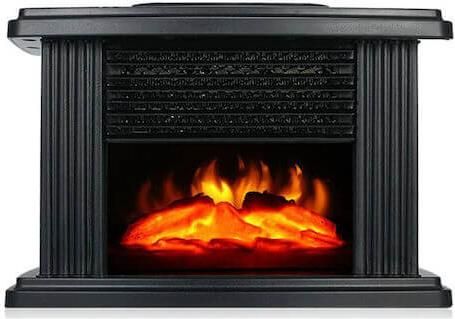 Τζάκι Αερόθερμο με Εφέ Φλόγας 1000W Mini Επιδαπέδιο Μαύρο