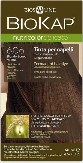 Μόνιμη Βαφή Μαλλιών Biosline Biokap Nutricolor Delicato 6.06 Dark Blonde Havana
